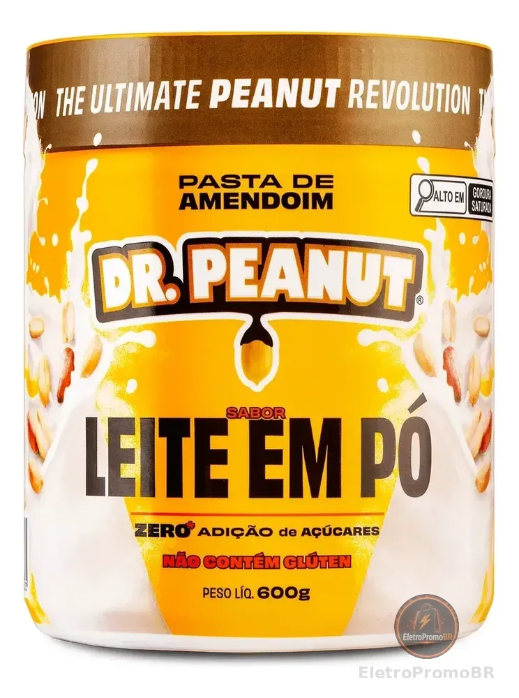 Pasta de Amendoim Com Whey Protein Leite em Pó (600g) Dr Peanut