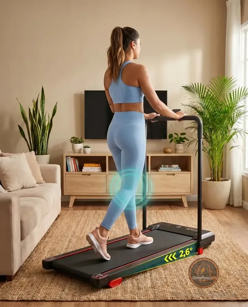 Esteira Ergométrica Elétrica Dobrável com Controle Remoto Treino Cardio Caminhada Casa Academia Redfin Ideal Motor 2.5 HP e 150 kg Preto