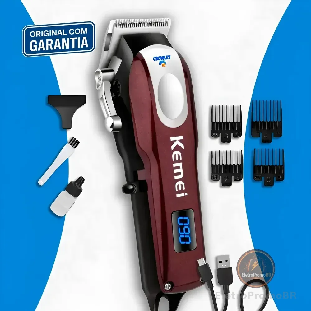Máquina Profissional Para Cabelos - Sem Fio - Kemei Km-2606  Bordô 127/220v