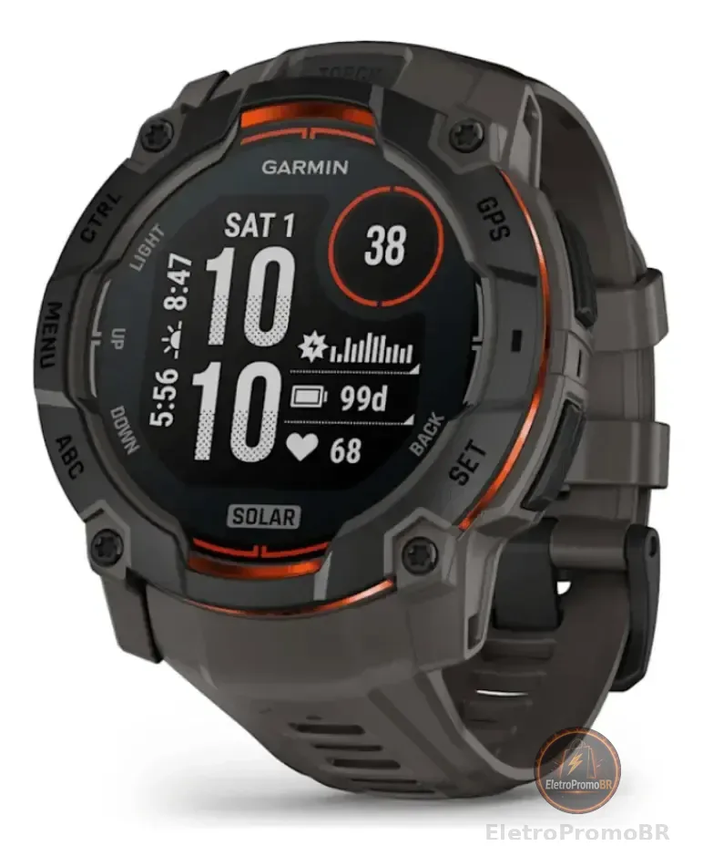 Relógio Monitor solar Garmin Instinct 3 de 50 mm Preto