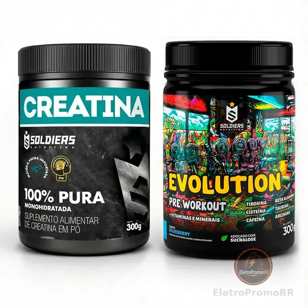 Creatina 300g + Pré-treino Melancia Evolution 300g - Soldiers Nutrition
