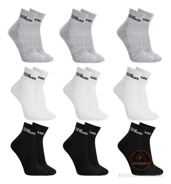 Kit 9 Pares Meias Wilson Cano Médio Masculino Adulto