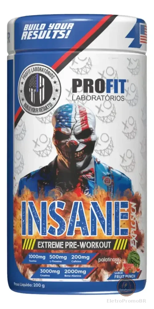 Pré Treino Insane Explosion ProFit Laboratórios Ponche de Frutas 200g