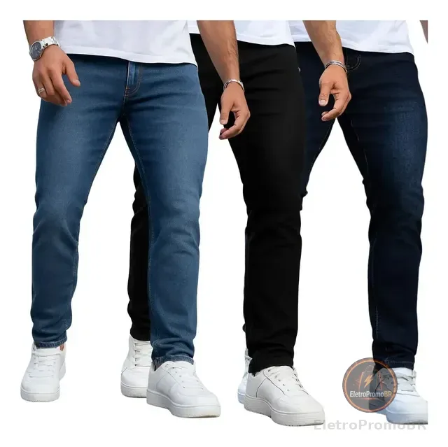 Kit 3 Calça Jeans Masculina Skinny Promoção Black Friday