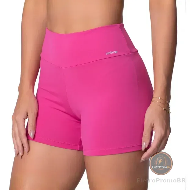 Short Feminino Academia Zero Transparência Cós Alto Selene