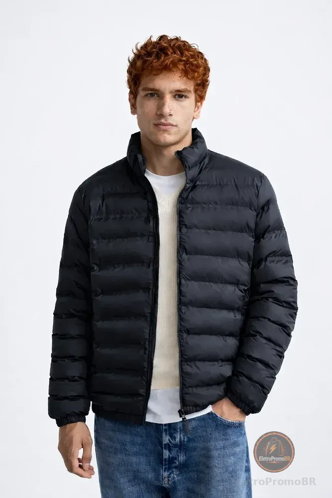 Jaqueta Puffer De Frio Intenso Blusa Impermeável Inverno Preto G