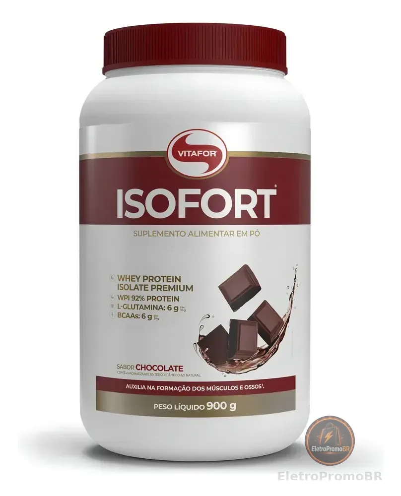 Whey Protein Isolado Isofort Chocolate Pote 900g Vitafor