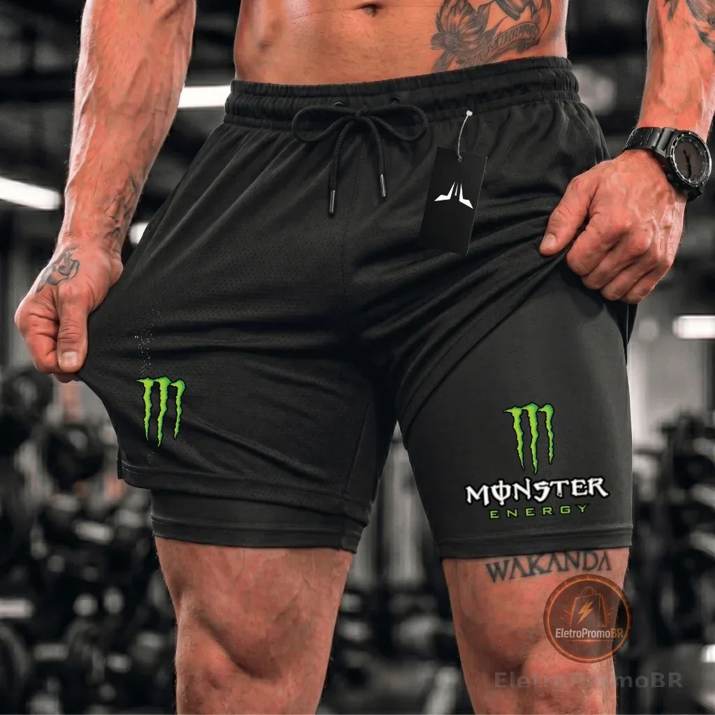 Bermuda Compressão Duplo Masculina 2 Em 1 Short Academia Halena