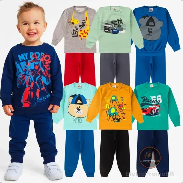 Kit Inverno 8 Peças Meninos Moletom Promoção Infantil 1 Ao 8