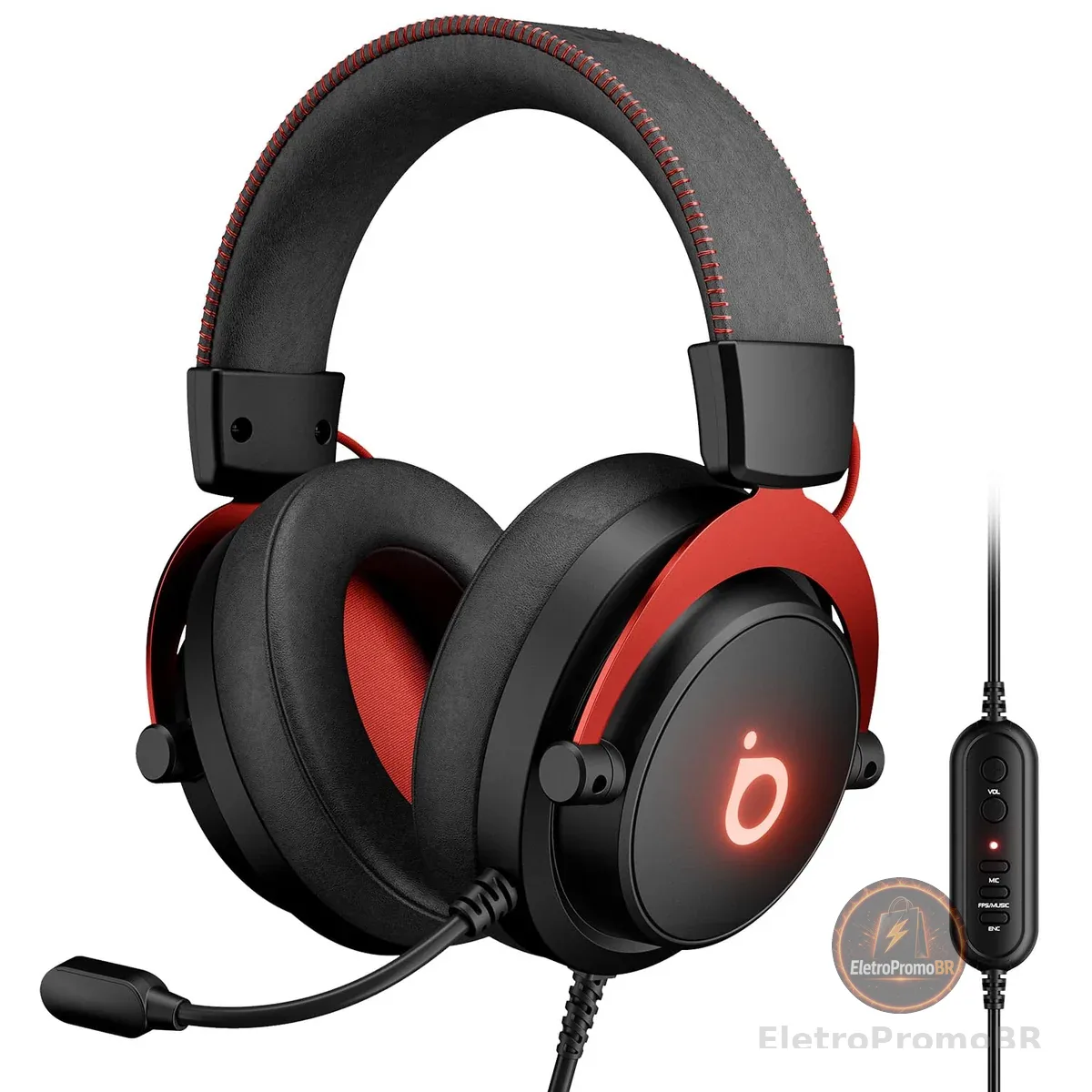 Basike Fone de ouvido jogos para PC - Headset Gamer Pro Ba-FON340 com Microfone, Modo FPS/Música, com som surround 7.1, Falante de 50mm, USB Compatível com Win7/10/11/MAC/PS4/PS5 (Preto)