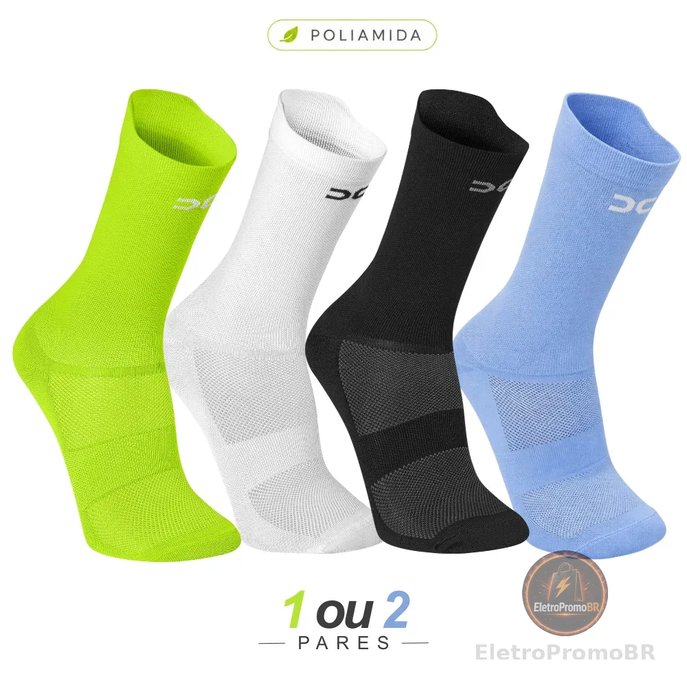 Meia de Corrida Esportiva Poliamida Adulto Punho 3d Respirável Ciclismo Cano Médio 1 ou 2 Pares