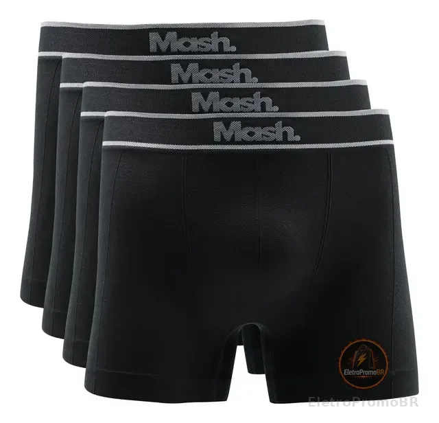 Kit 4 Cuecas Masculina Boxer Poliamida Toque Gelado Box Mash