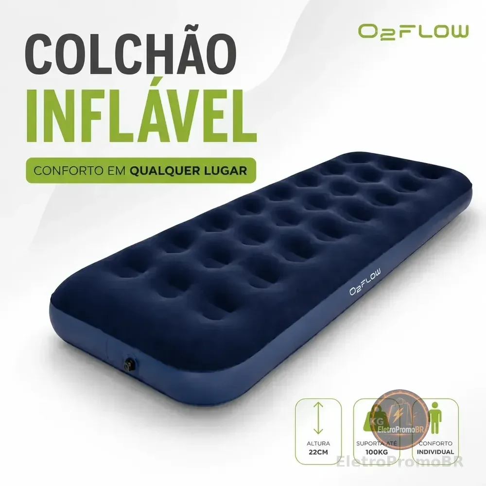 Colchão Inflável Solteiro Multiuso Aveludado