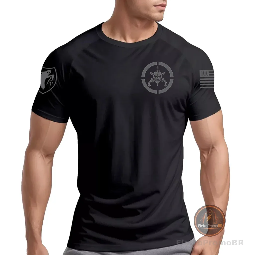 Camiseta Dry Fit Premium Original Musculação Fit Militar Masculina Bope Tropa Fantasma Caveiras