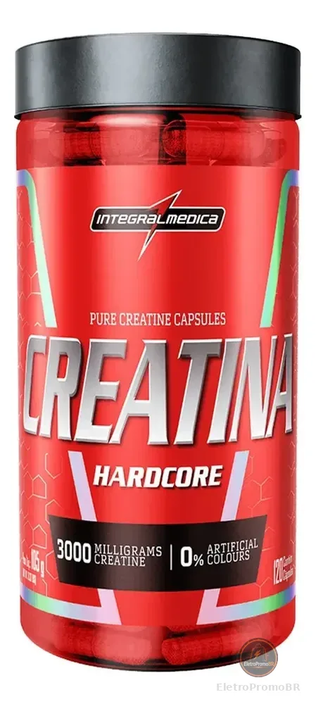 Creatina Hardcore 100% Pura 120 Capsulas Energia e Força - Integralmedica