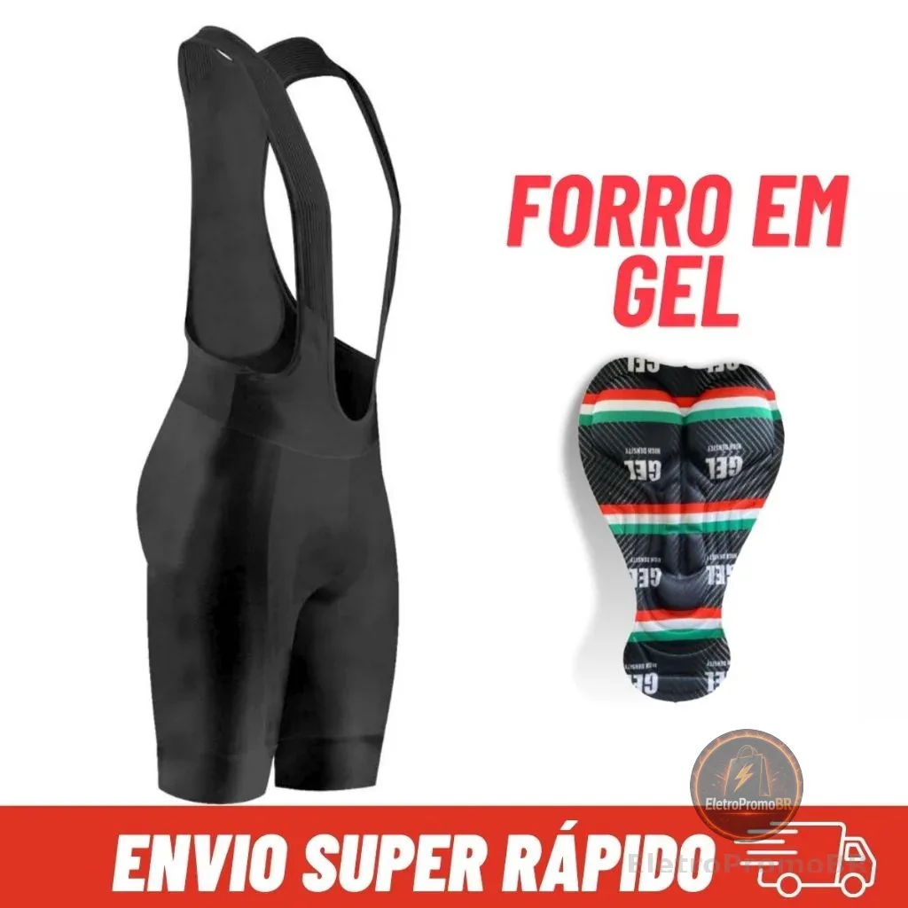 Bretelle Ciclismo Forro Gel Bermuda MTB Masculino Roupa Masculina Alta Performance Bike Preto