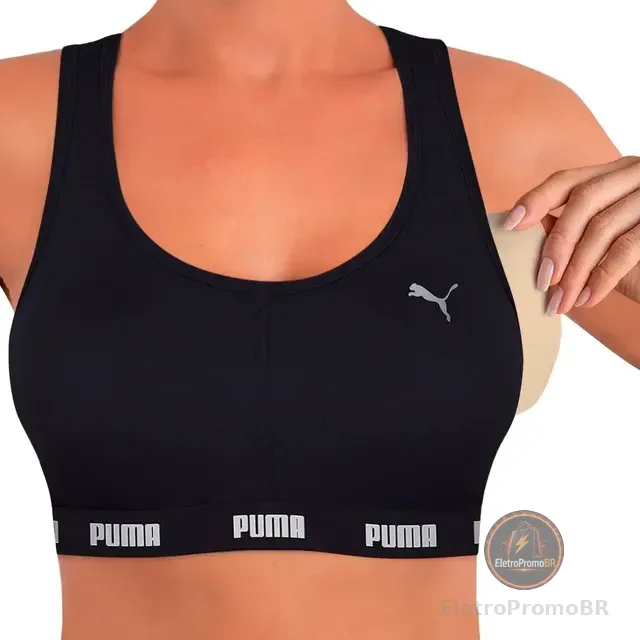 Top Puma C/ Bojo Removível Alta Sustentação Academia Fitness