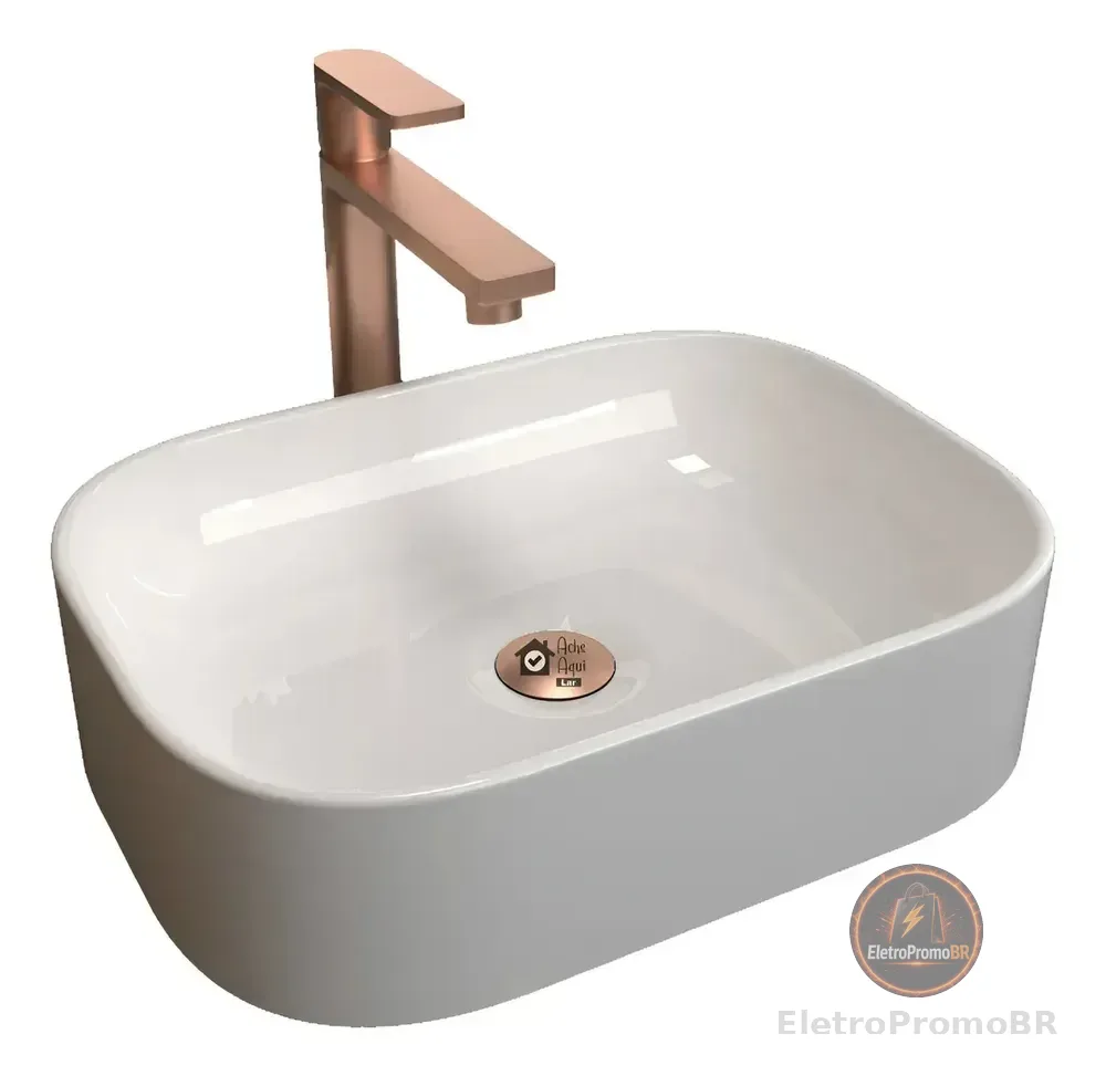Cuba P/ Banheiro Lavabo Rectangular De Apoio Sobrepor Branco Brilhante Ache Aqui Lar