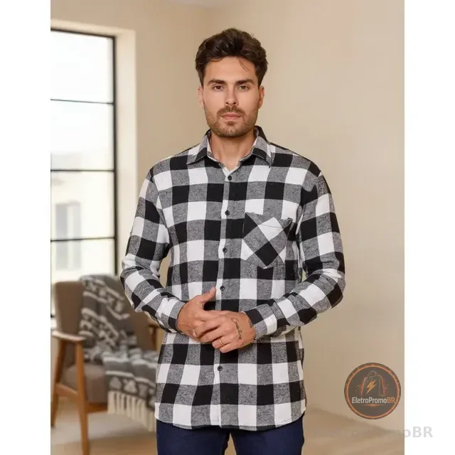 Camisa Xadrez Flanela Blusa Masculina Manga Longa Junina Ful