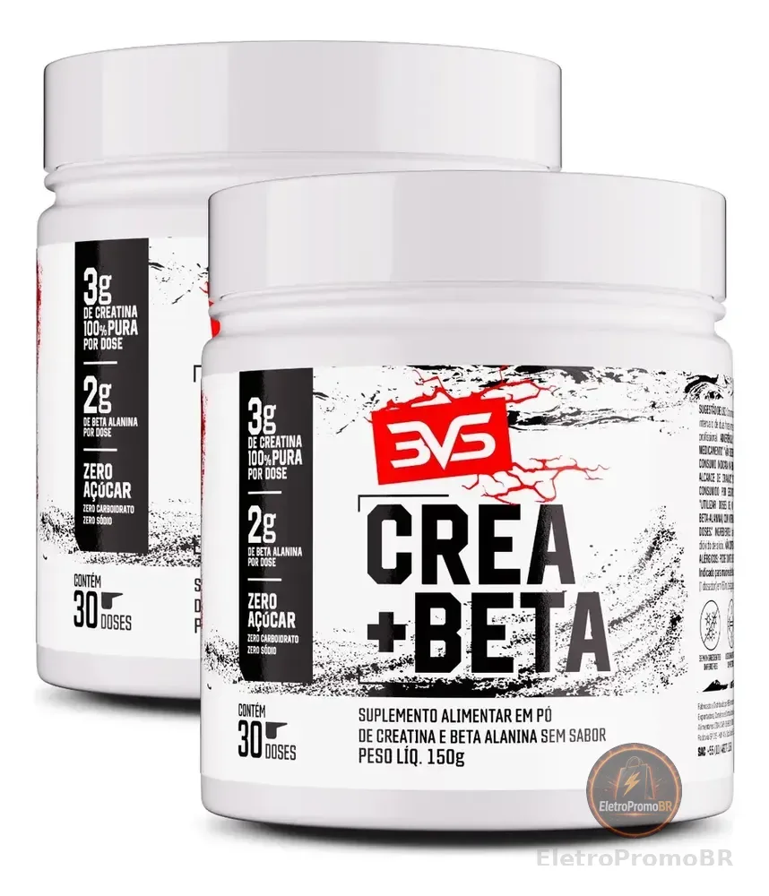 02 POTES da Creatina + Beta Alanina - Fórmula Avançada Para Treinos De Alta Intensidade Com Matéria-prima Importada. E Zero Carboidrato - 150g