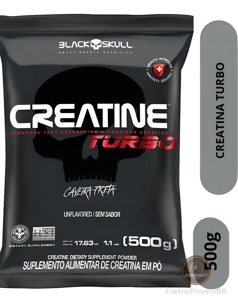 Creatina Turbo Refil 500 G Black Skull Sem Sabor