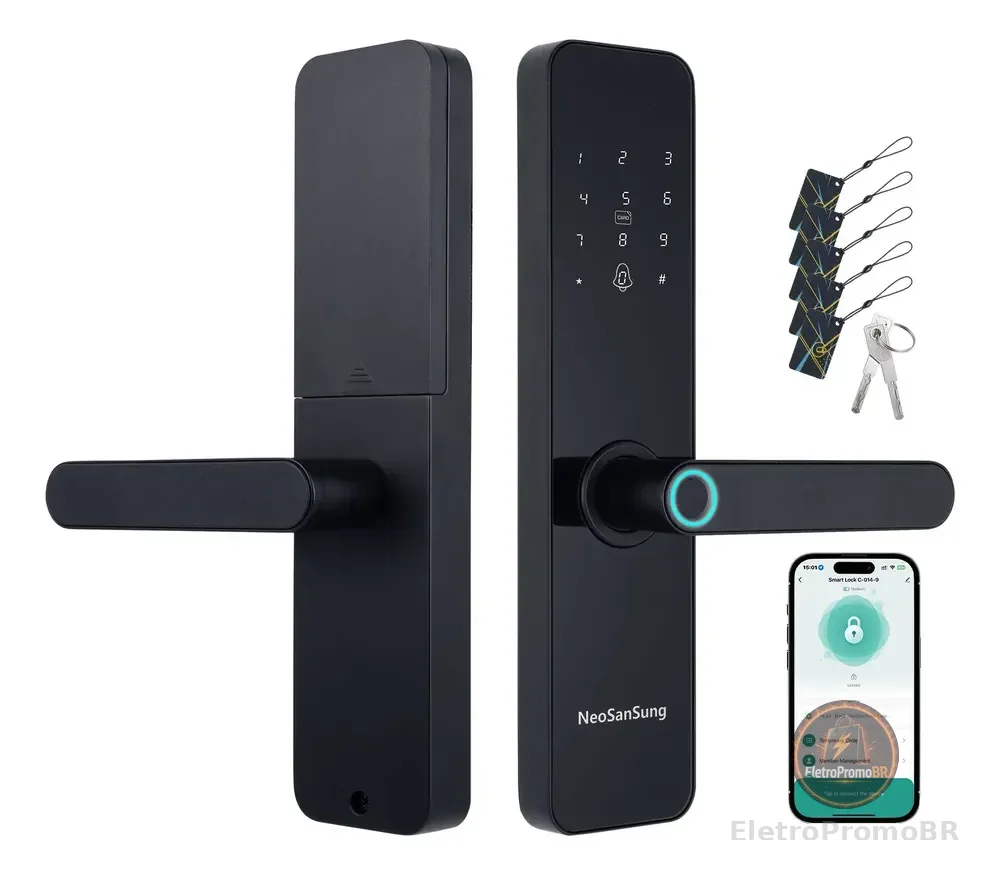 Fechadura Digital Biométrica Bluetooth Tuya Smart Vida Preto