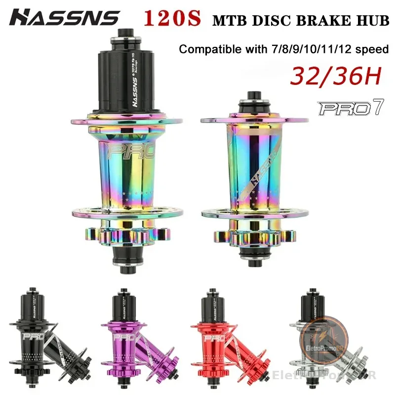 HASSNS-Mountain Bike Bearing Hub , Pro7 MTB , 32 Furos , 36 Traseiro 32h , Buchas De Bicicleta Noisy Cube , 12 , 11 , 10 , 9 , 8 , 7 Velocidade