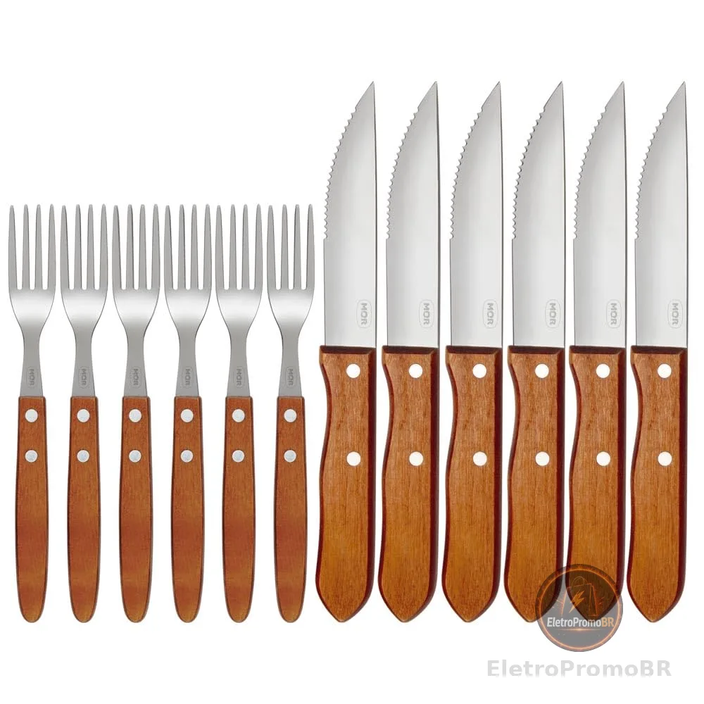 Mor - Conjunto Churrasco Garfo e Faca 12 Peças