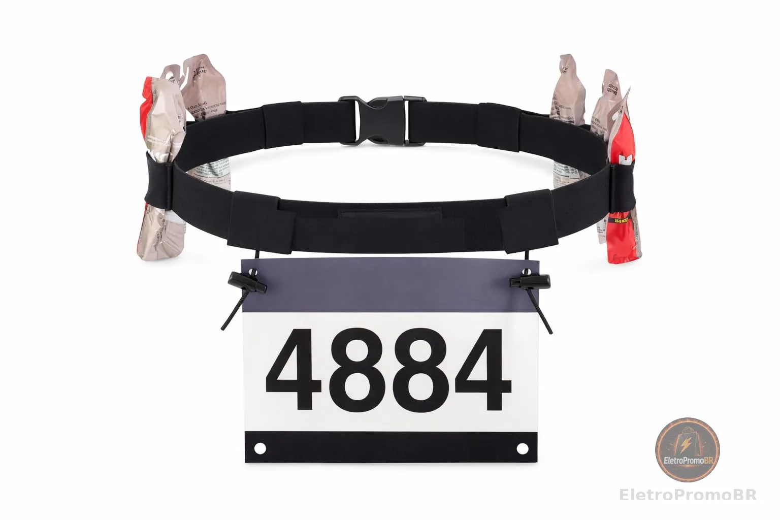 Cinto Porta Número para Corrida de Rua e Montanha, com Porta Gel, Fecho Regulável, para Triathlon, Maratona e Provas 5k a 42k