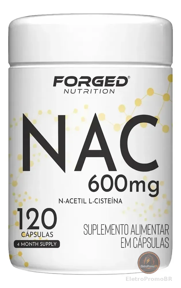 Nac 600mg N-acetil L-cisteína Antioxidante - Fórmula Com Máxima Concentração E Pureza 120 Cápsulas - Forged Nutrition