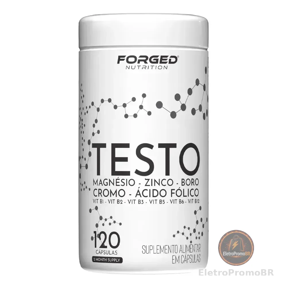 Testo Forged - Zinco, Magnésio, Boro, Cromo, Vitamina D3, B12 - Precursor Da Testo - 120 Cápsulas - Forged Nutrition
