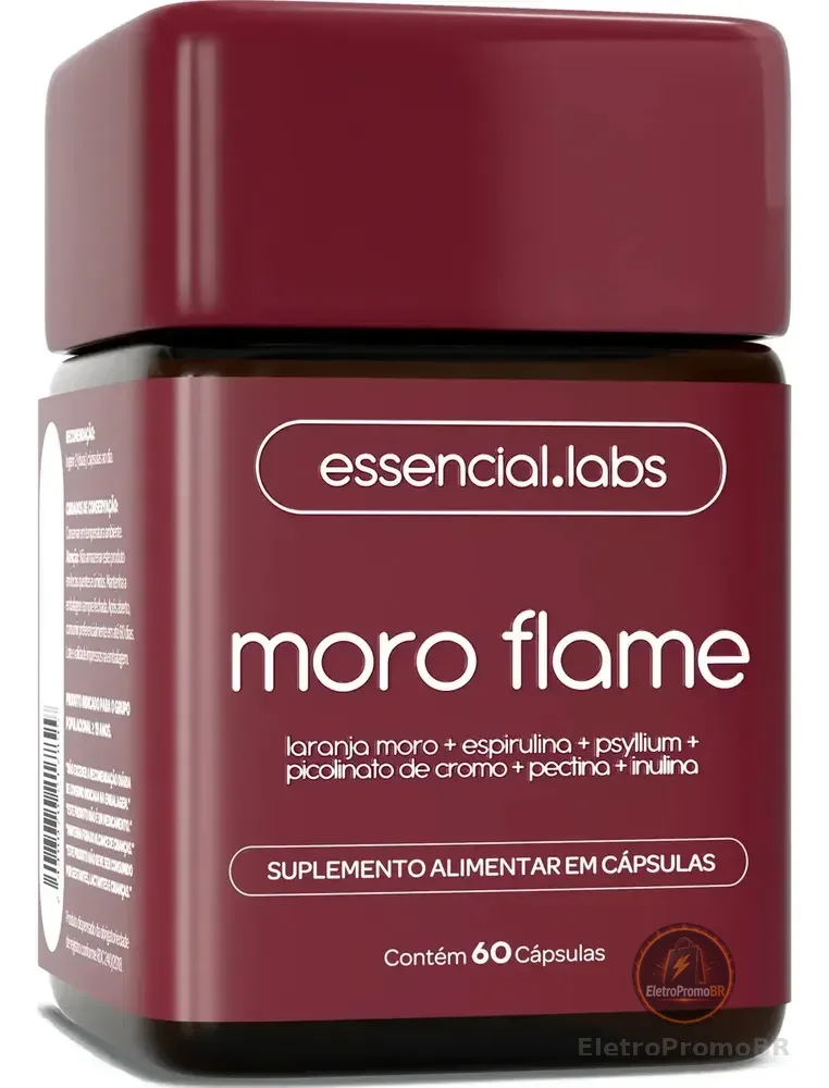 MORO FLAME - Fórmula Avançada Contendo Morosil + Spirulina + Picolinato De Cromo + Psyllium + Inulina + Pectina Cítrica - 60 Cápsulas