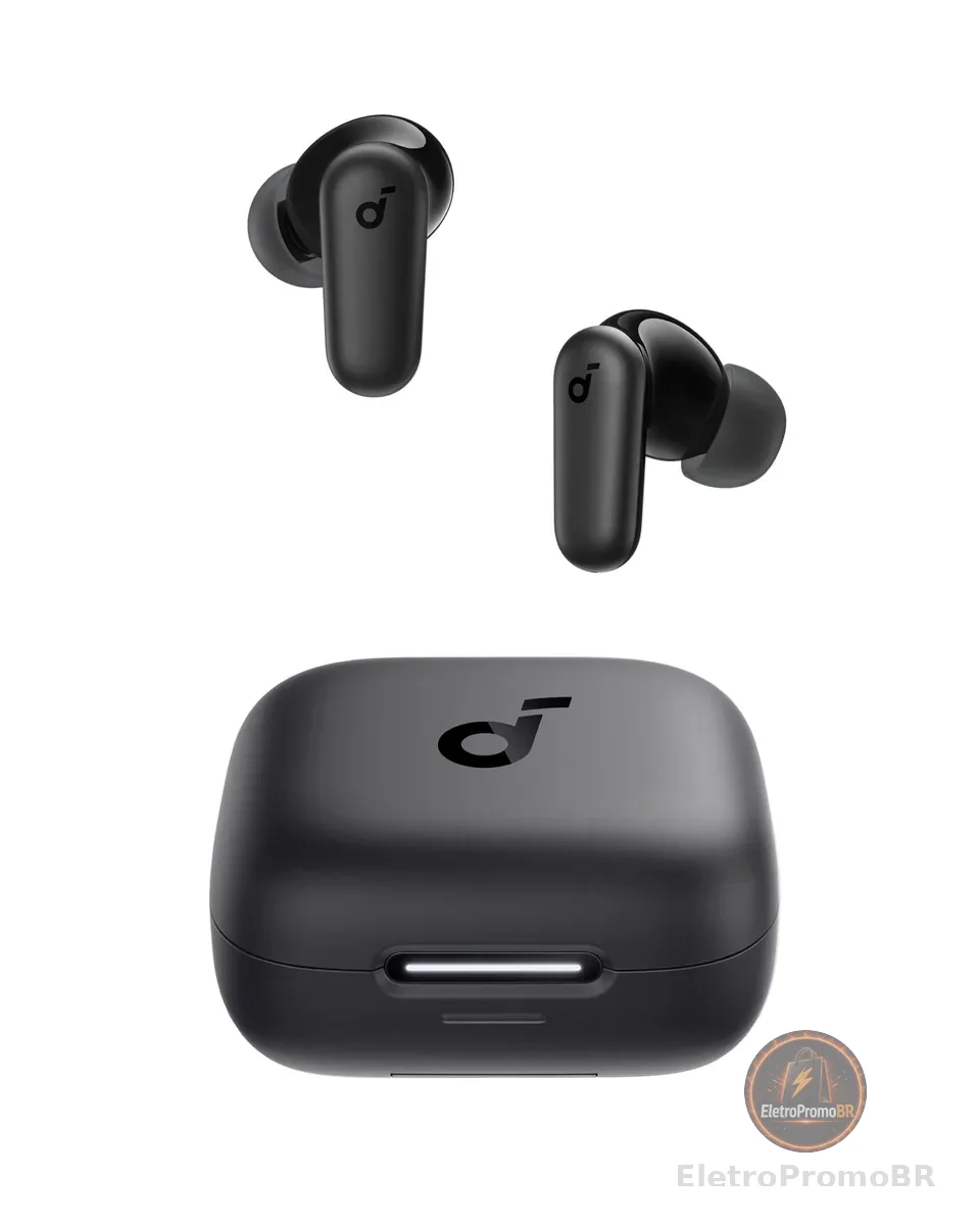 soundcore P30i da Anker, Fone de Ouvido Bluetooth 5.4 com Cancelamento de Ruído Adaptativo, Graves Poderosos, 45H de Reprodução, Estojo 2-em-1 com Suporte para Celular, IP54, Fone sem fio TWS, Preto | Cancelamento de Ruído Adaptativo, Graves Poderosos, Estojo 2-em-1 Suporte para Celular, IP54, Fone Sem Fio