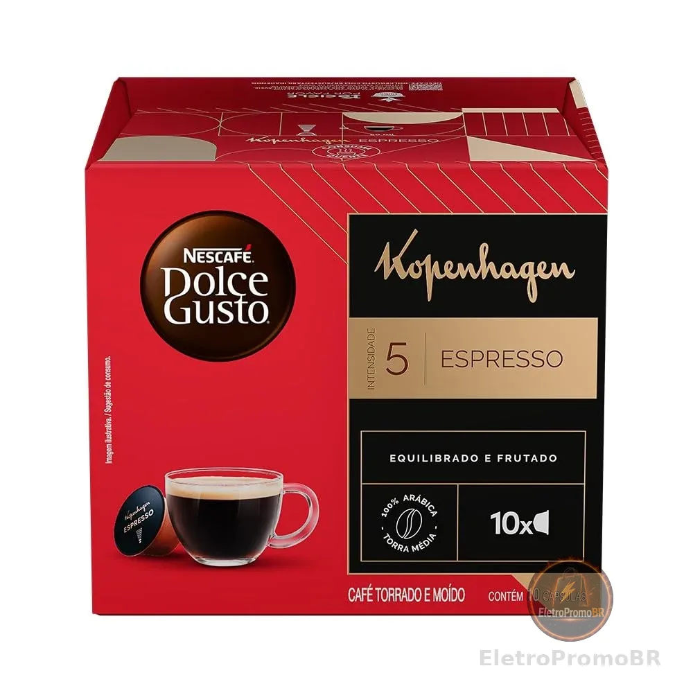 Café em Cápsula Torrado e Moído Kopenhagen Espresso Nescafé Dolce Gusto Caixa 60g 10 Unidades