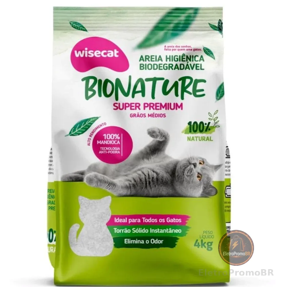 Bionature Areia Higiênica para Gatos Biodegradável Wisecat 4kg