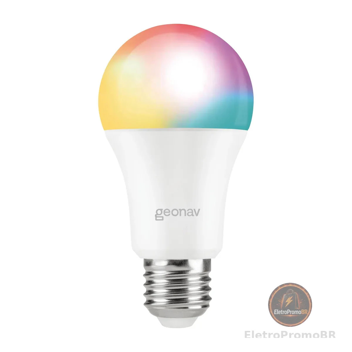 Hi by Geonav Lâmpada Inteligente Led 9W, Wi-Fi, E27, Branco Frio/Quente/RGBW 16 milhões de cores, Dimerizável, Controle no Aplicativo, 810 Lúmens, Bivolt, Compatível com Alexa e Google Assistente