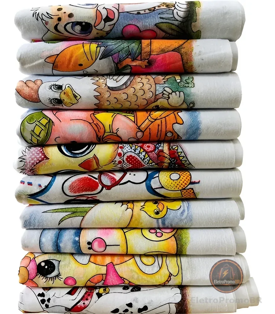 Kit 10 Pano De Prato Estampado 100% Algodão - 35cm X 60cm