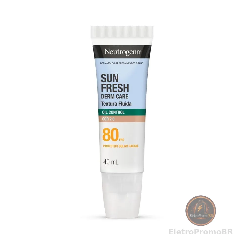 Neutrogena Sun Fresh Derm Care Oil Control Fluido, Cor 2.0, FPS 80, 40mL