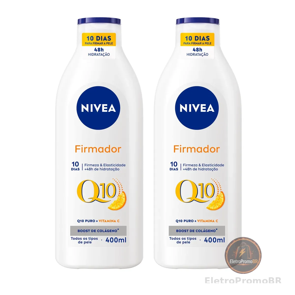 NIVEA Kit Loção Hidratante Firmador Q10 + Vitamina C para Todos os Tipos de Pele 400ml