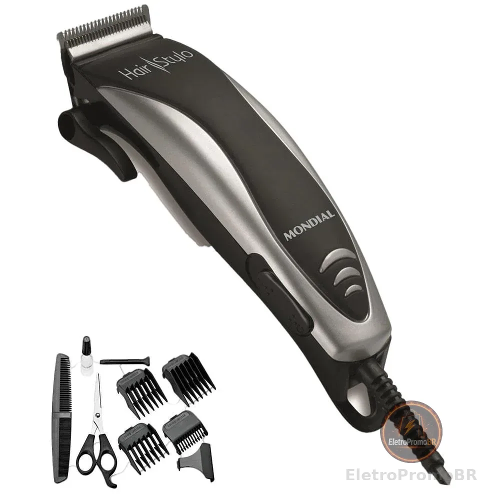Máquina de Cortar Cabelo Mondial Hair Stylo CR-02 4 com Pentes