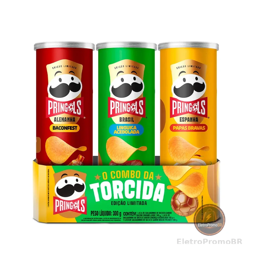 Salgadinho Batata Frita Pringles Tripack Especial Festa do Futebol
