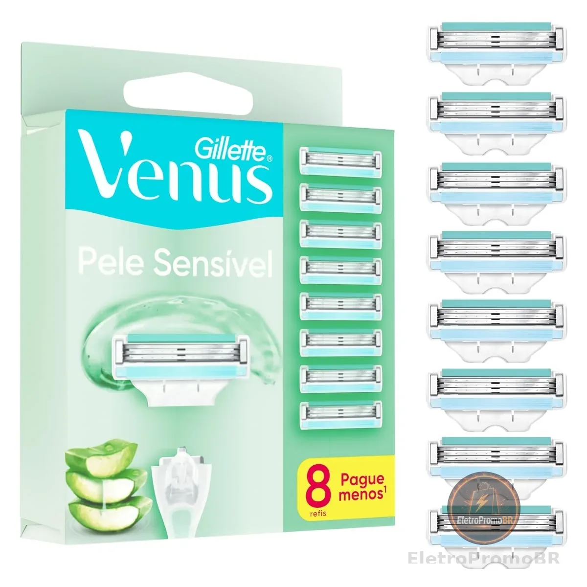 Gillette Venus Pele Sensível Carga para Aparelho de Depilar, 8 Unidades
