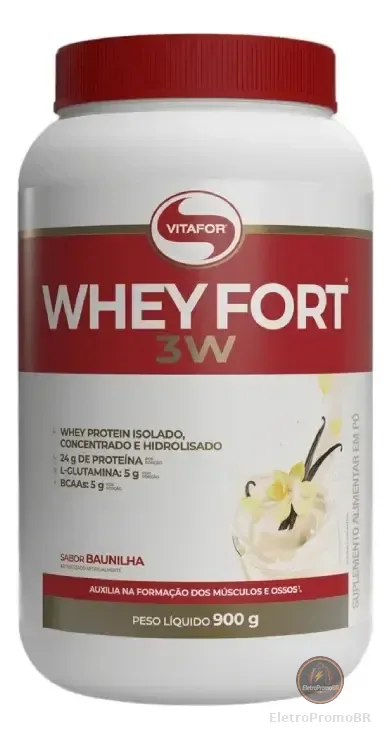 suplemento alimentar Whey Fort 3W Baunilha 900g Vitafor