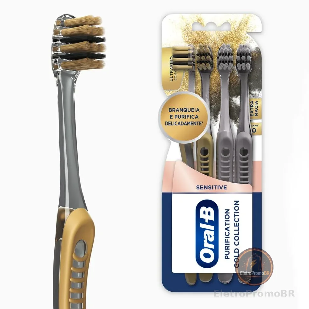 Oral-B Escova de Dente Sensitive Purification Gold Extra Macia 4 Unidades