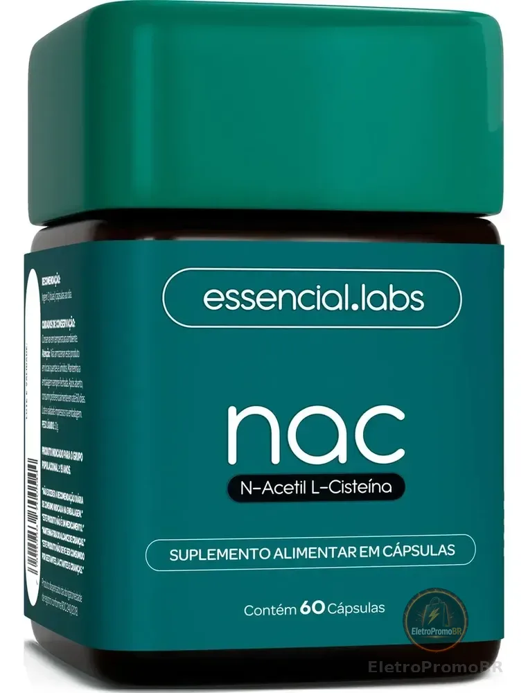 NAC 600mg - Fórmula Exclusiva com Máxima Concentração e Pureza - N-Acetil L-Cisteína - 60 Cápsulas
