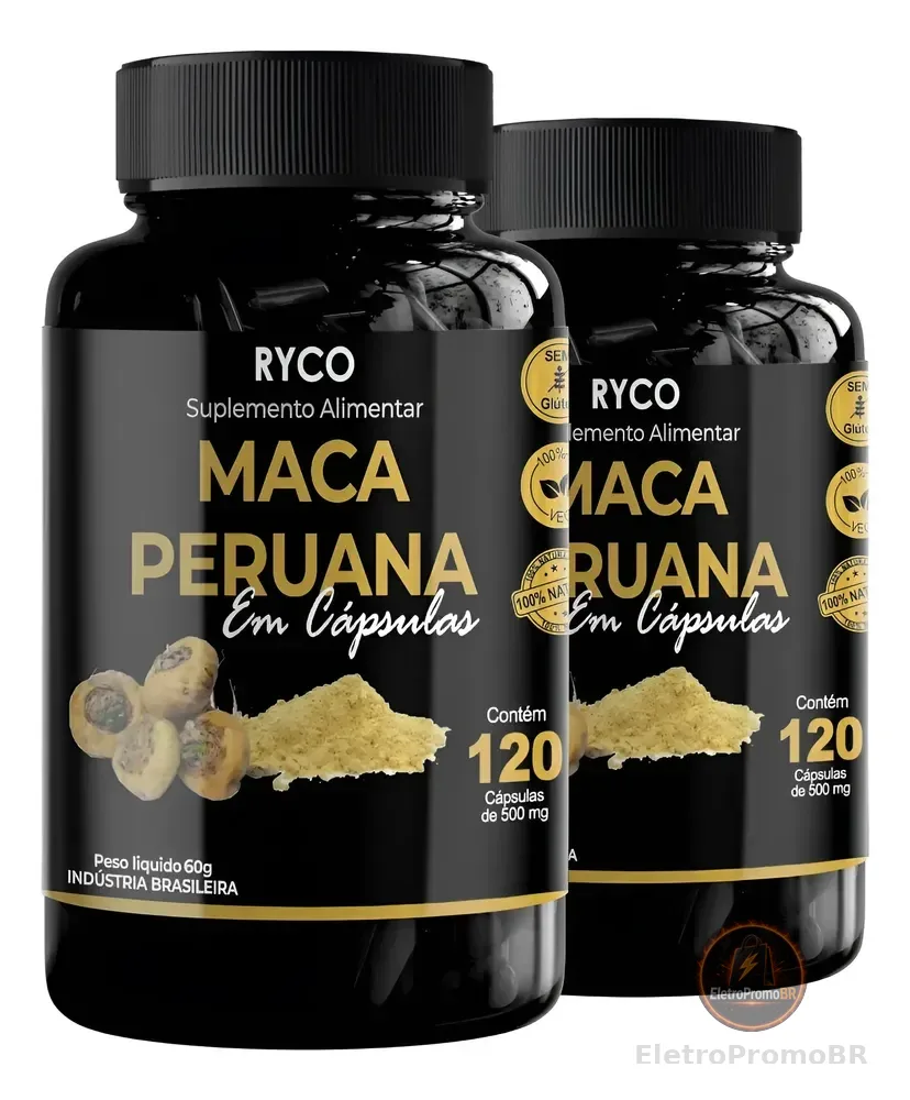 2x Maca Peruana 120 Cápsulas Original- Envio Já Sem Sabor