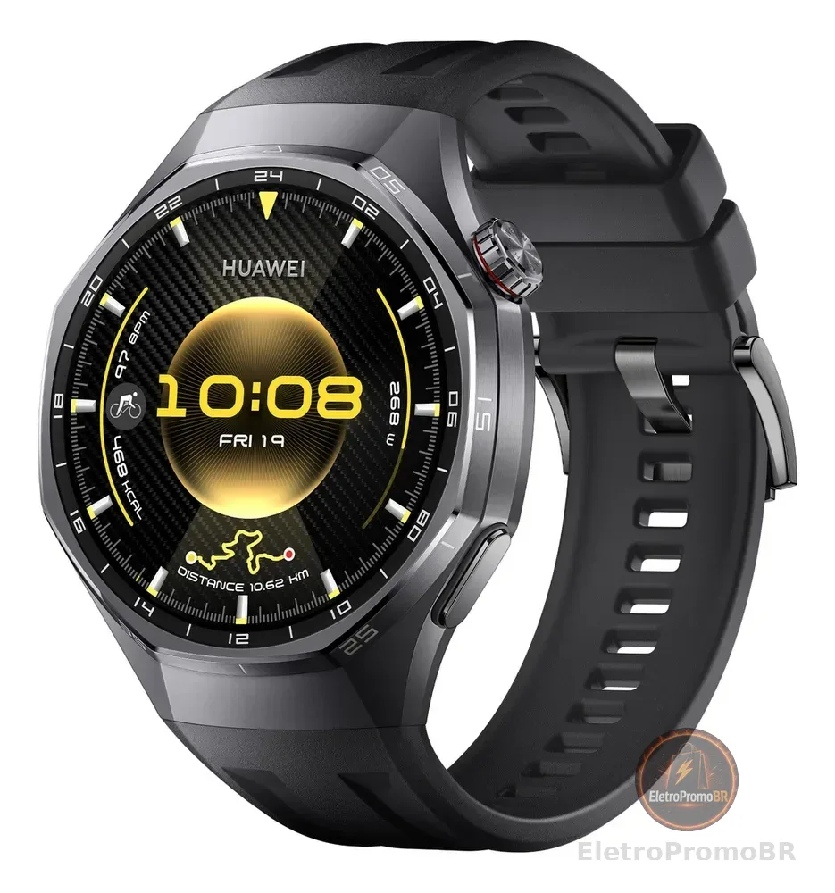 Smartwatch HUAWEI WATCH GT 6 Pro 46mm Bateria com Autonomia de Até 21 Dias Mais de 100 Modos Esportivos Corrida de Trilha Golfe Ciclismo Análise de ECG Compatível com iOS e Android GPS Preto