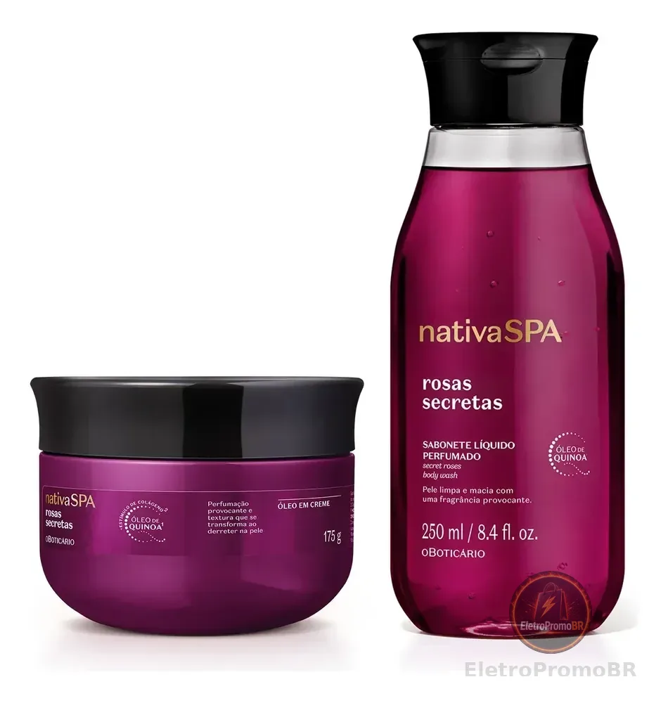 Combo Nativa Spa Rosas Secretas: Sabonete Líquido 250ml + Ól