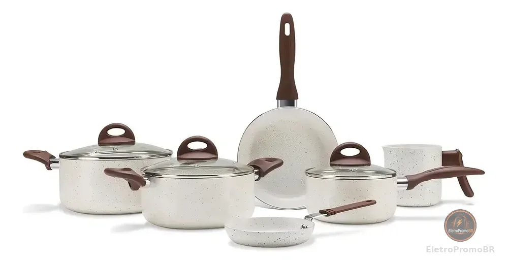 Conjunto De Panelas 6 Peças Smart Ceramic Life Brinox Vanila Cor Vanilla