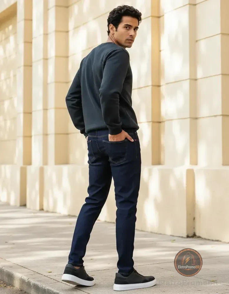 Calça Jeans Masculina Básica Polo Wear Jeans Escuro Slim 38